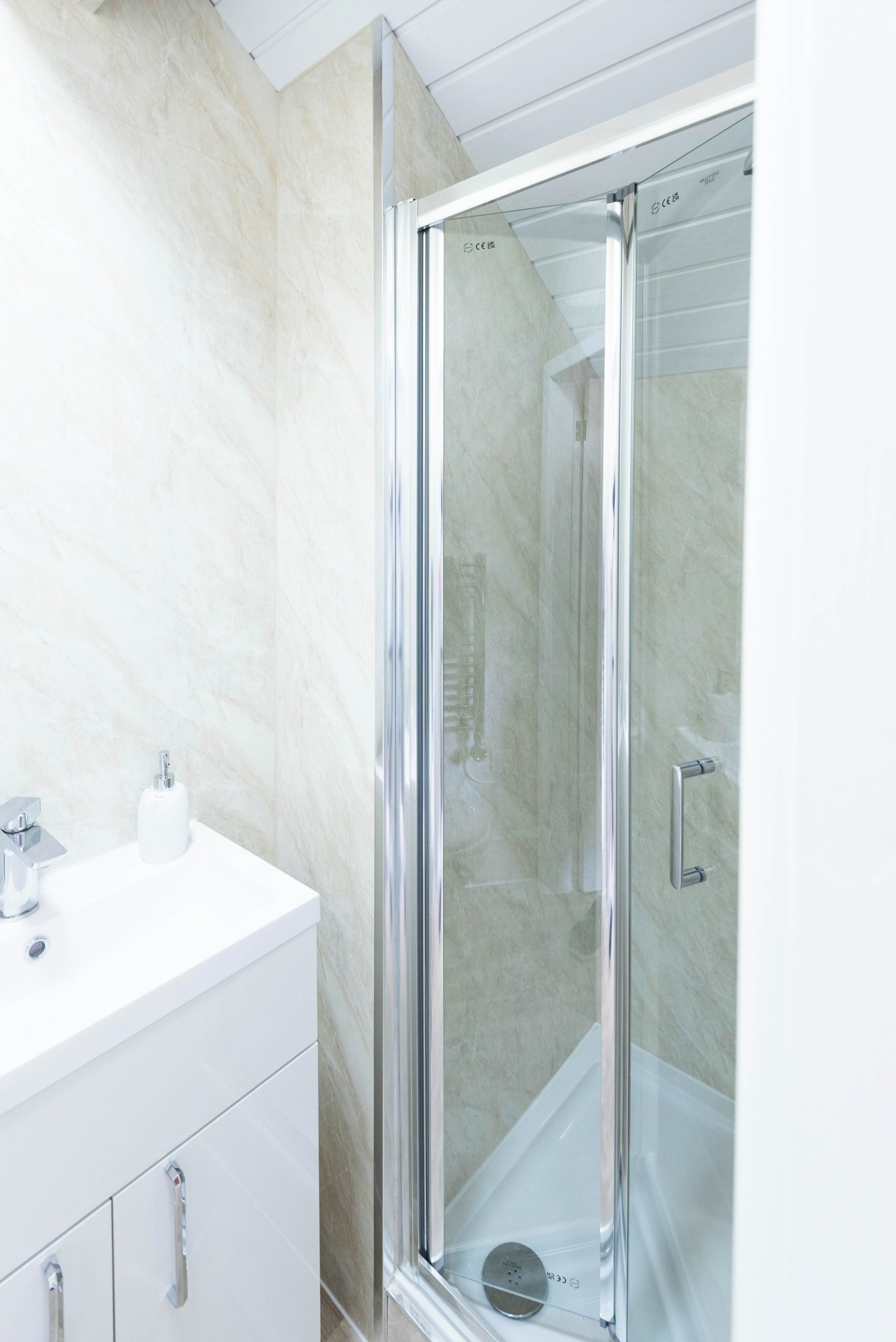 Shower, towels, toilet paper
