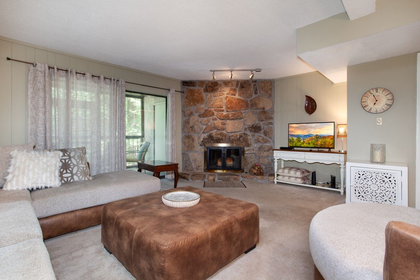 TV, fireplace