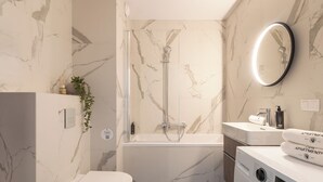 Suite estudio Deluxe, Aire acondicionado, vistas al patio | Baño