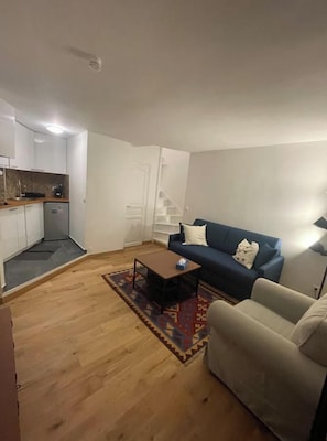 Living area - CHARMING 26M² APARTMENT WITH OPEN KITCHEN & MEZZANINE BEDROOM (Paris)