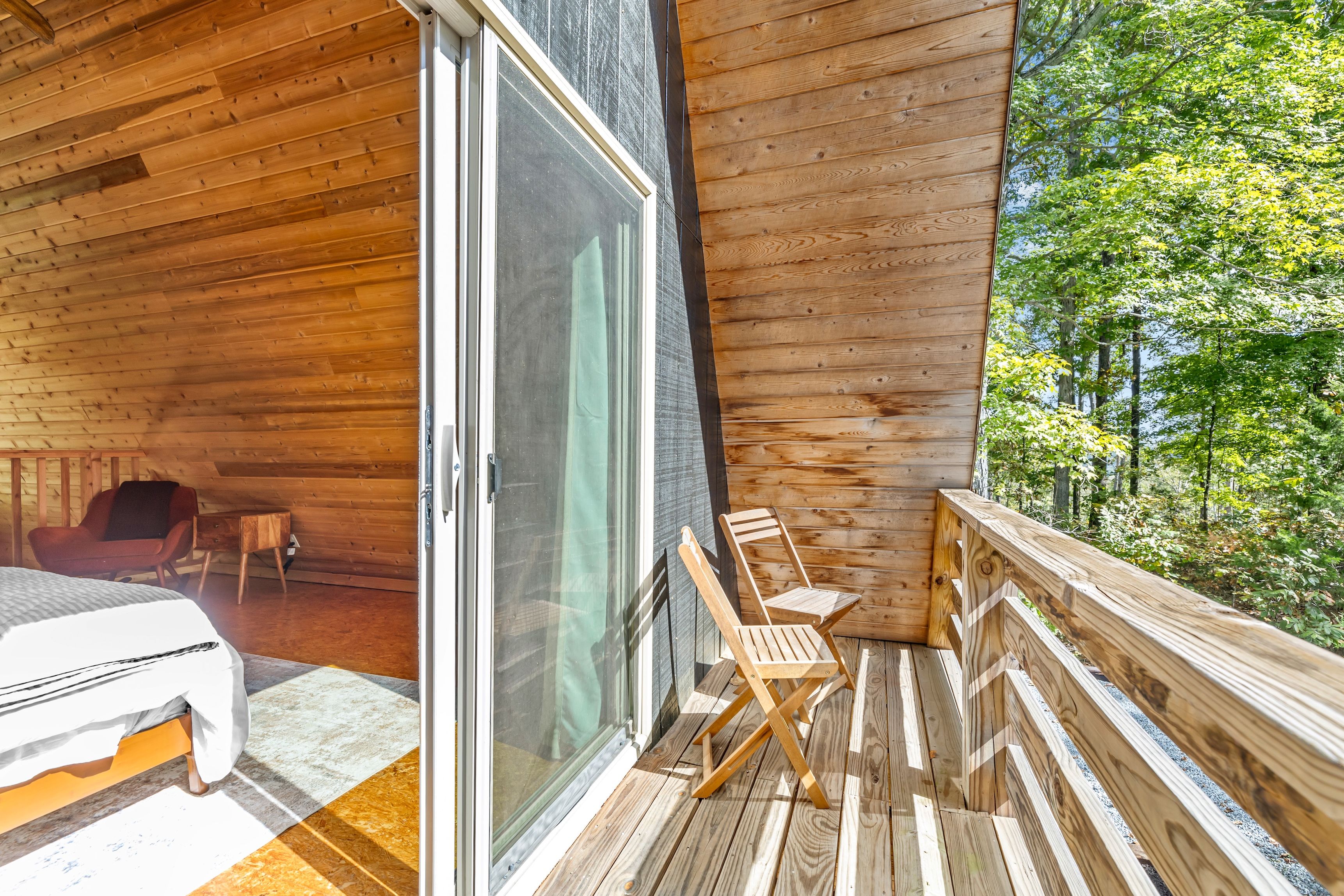 Step outside for fresh air and your own peaceful woodland view.
