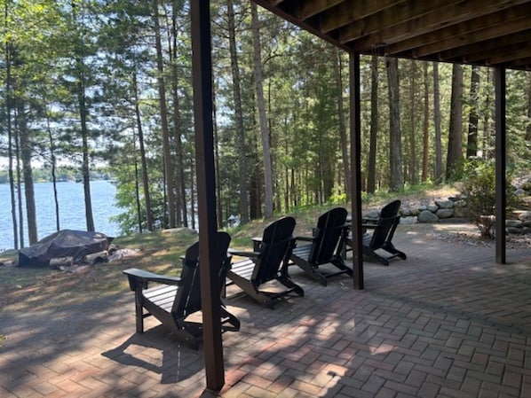 Terrace/patio - Mohawksin Magic! Lakeside 2 Bdrm Lower-Level Home & Garage - 3 Miles to Tomahawk (Tomahawk)