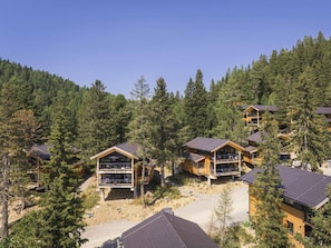 A resort with multiple wooden cabins surrounded by dense forest. - Superior Chalet # 24 With Sauna & Hot Tub (Stadl-Predlitz)
