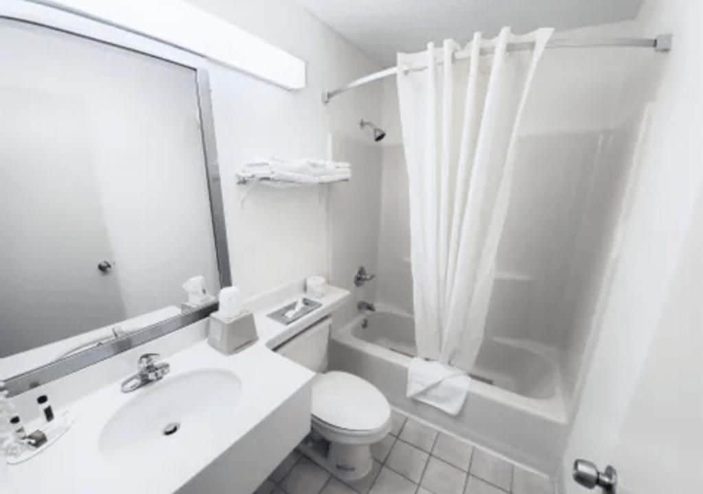 Une salle de bain avec un lavabo, des toilettes et une baignoire.