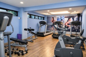 A gym with treadmills, weight machines, and dumbbells. - Nile View Hotels  (Bahir Dar)
