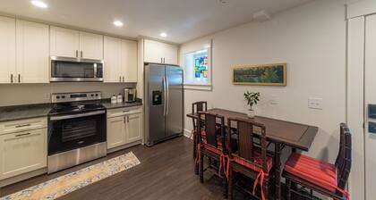 Beautiful first floor apartment, full stocked kitchen set in charming downtown.