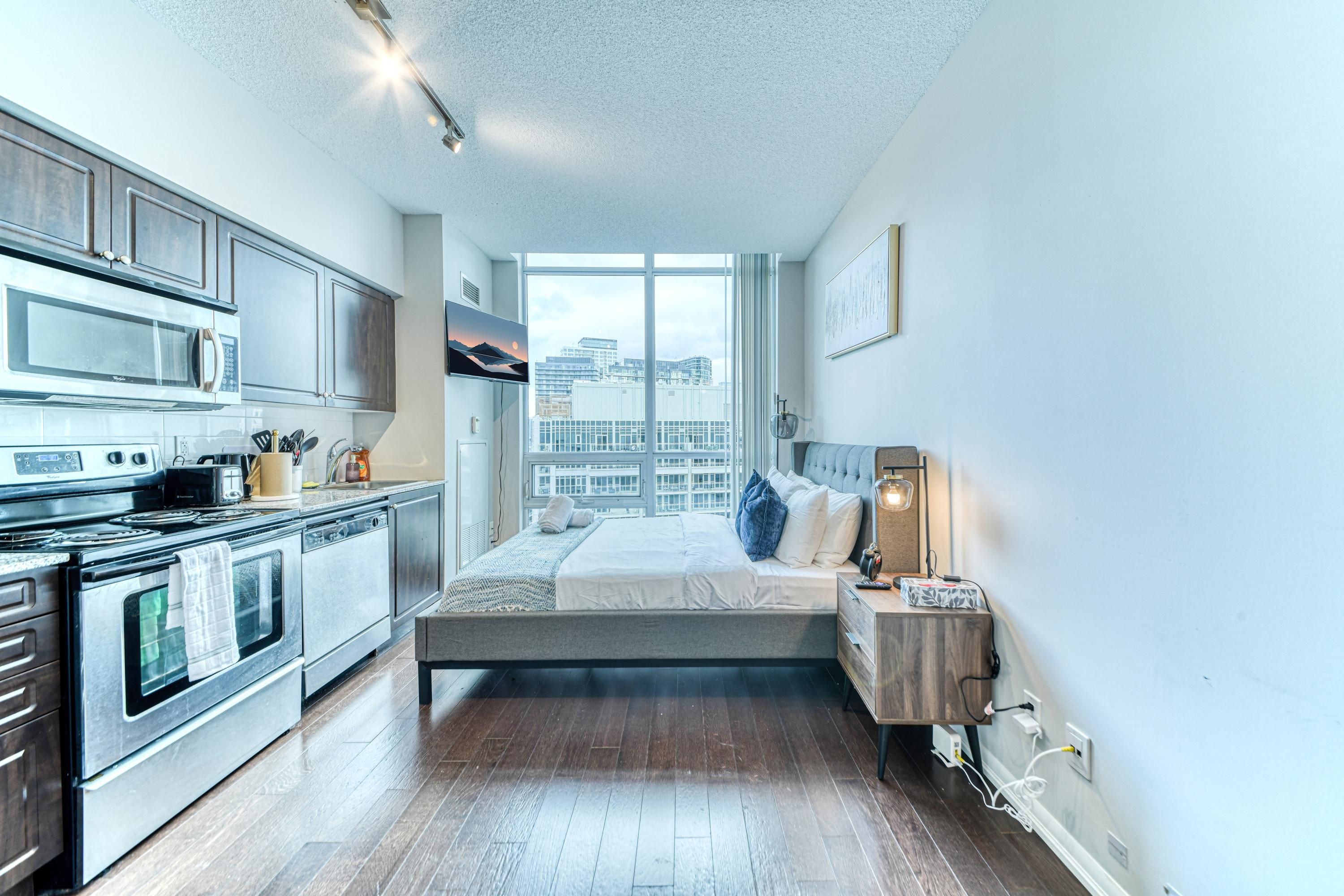 Classic Studio Suite, 1 Queen Bed, Non Smoking, City View | Living area | 50-inch TV with digital channels