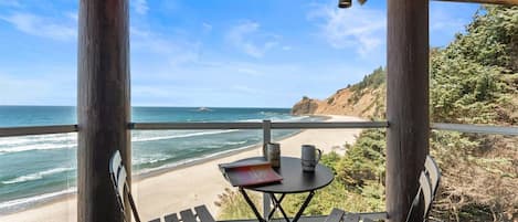 Private patio in the primary suite. Take your morning coffee with the best views in Lincoln City.