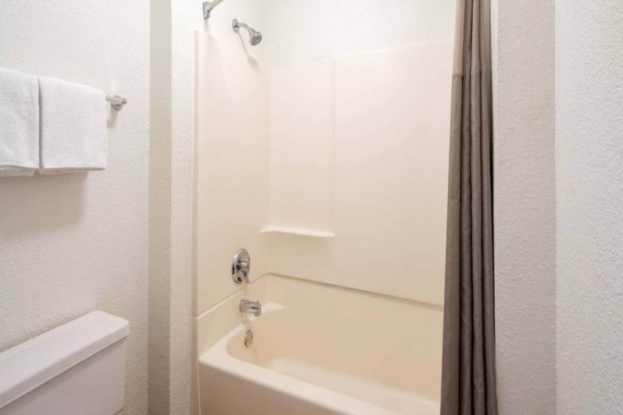 A bathroom with a bathtub, a shower, and a toilet.