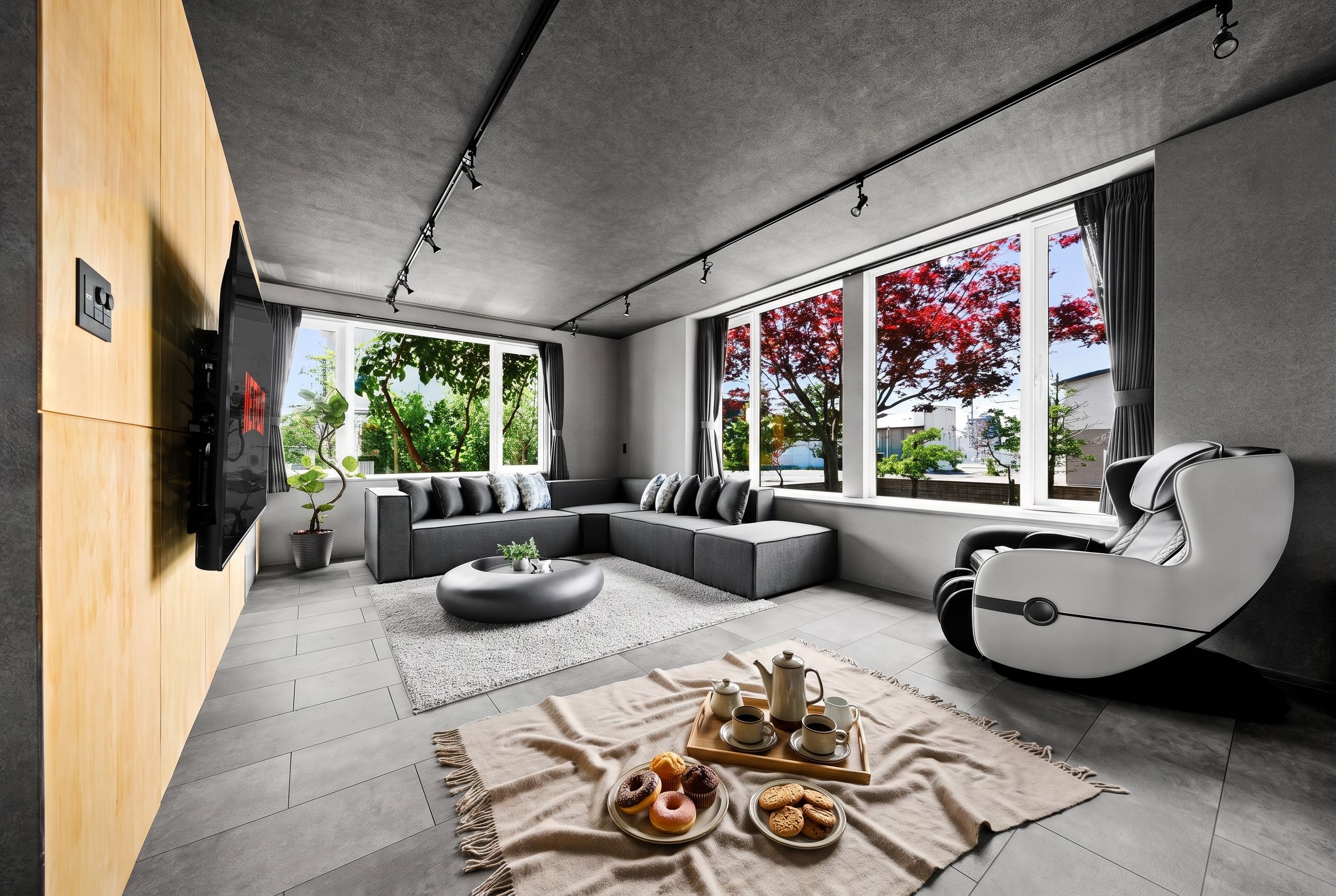 Apartment | Living area | 65-inch flat-screen TV with digital channels
