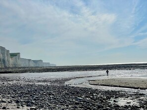 A rocky beach with cliffs in the background. - L'Annexe : maison cosy avec jardin et vue mer (Ault)