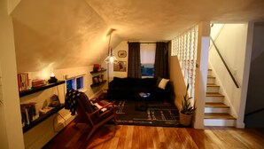 Living area - Artsy Newton Retreat Near Boston & Colleges, with full kitchen, washer and dryer (Newton)