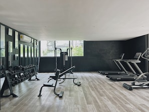 A gym with treadmills, dumbbells, and weight machines. - Please note: electricity is not included in reservations longer than 28... (Tulum)