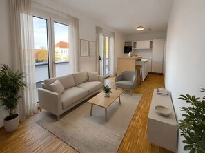Living area - Perfect 2-bedroom Penthouse apartment with a king-size balcony in Straubing (Straubing)