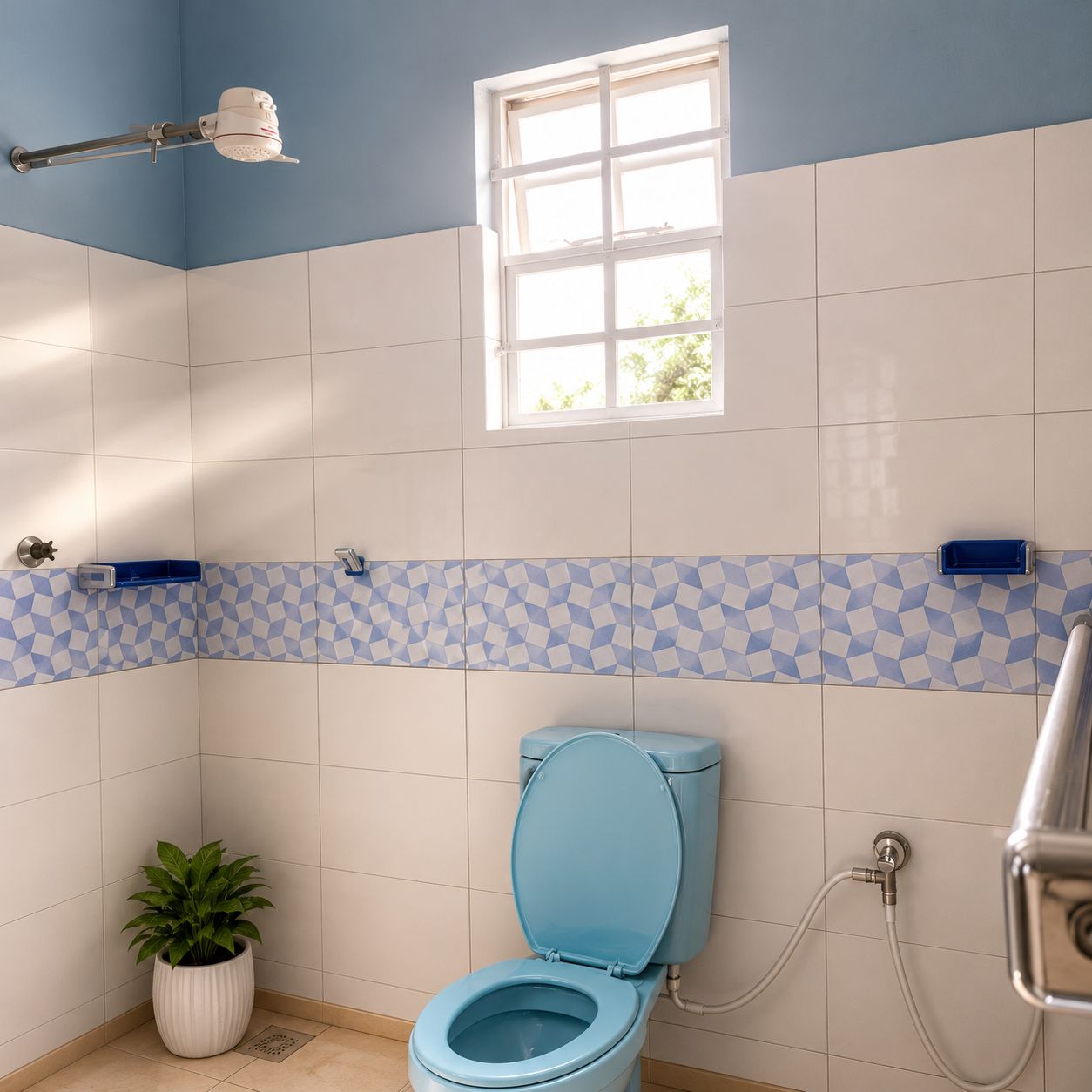 Douche, serviettes fournies, savon, papier toilette