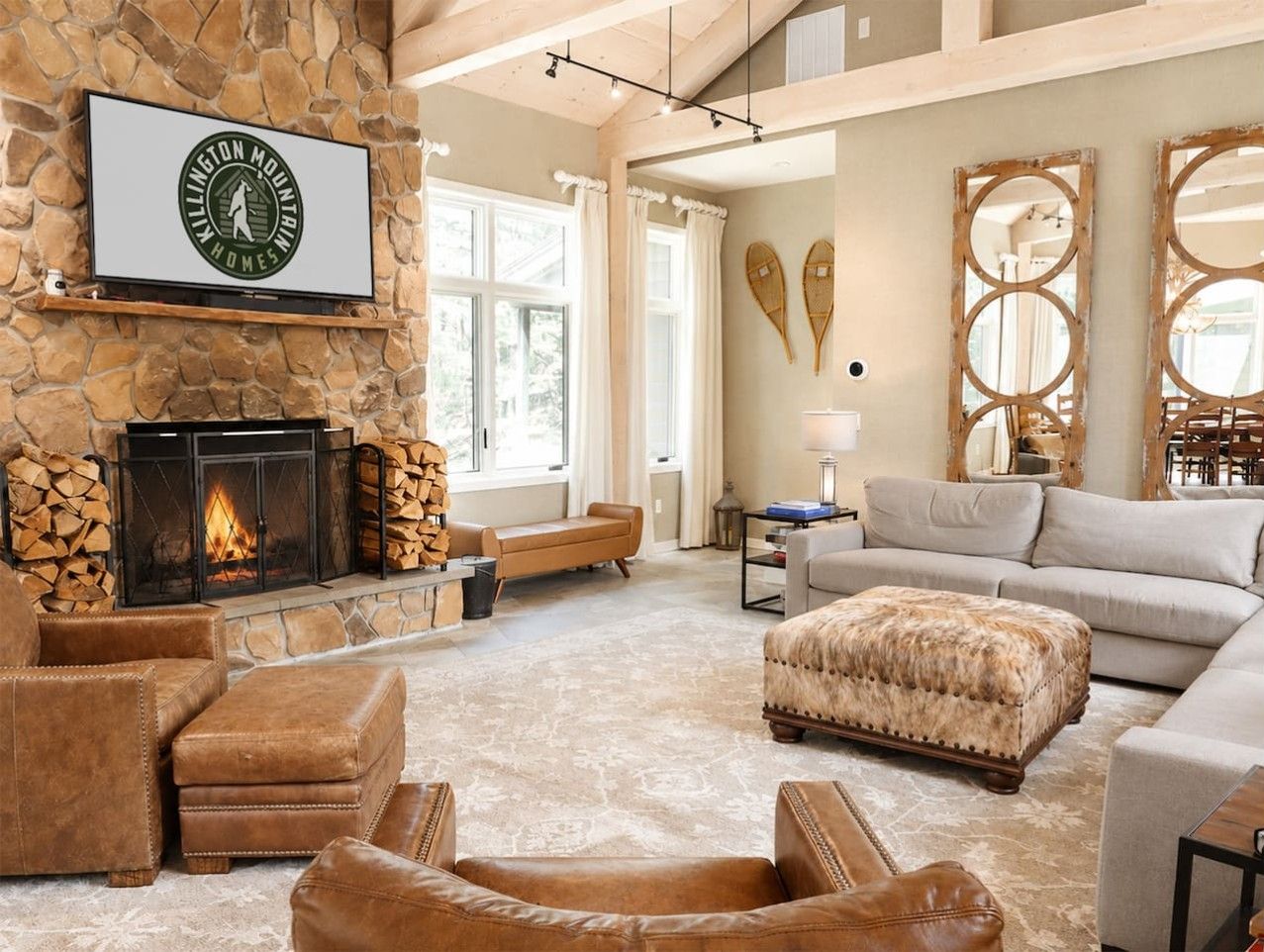 TV, fireplace