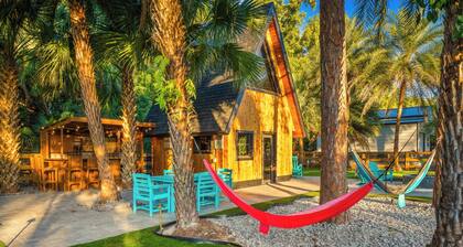 A-Frame Tiny House on Palm Tree & Alpaca Farm w/Fire Pit, Mini Golf, Swings