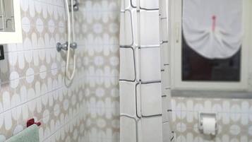 Secador de cabelo, toalhas de banho, sabonete, papel higiênico