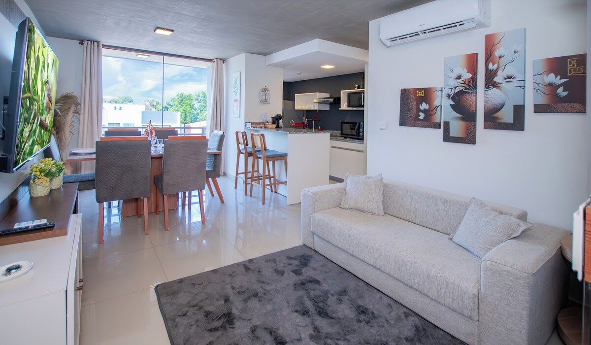 Open-plan living, dining and kitchen