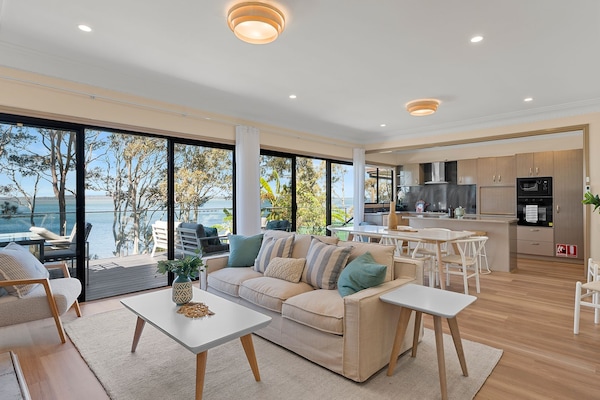 A comfortable living space designed for relaxing, gathering and enjoying the views.