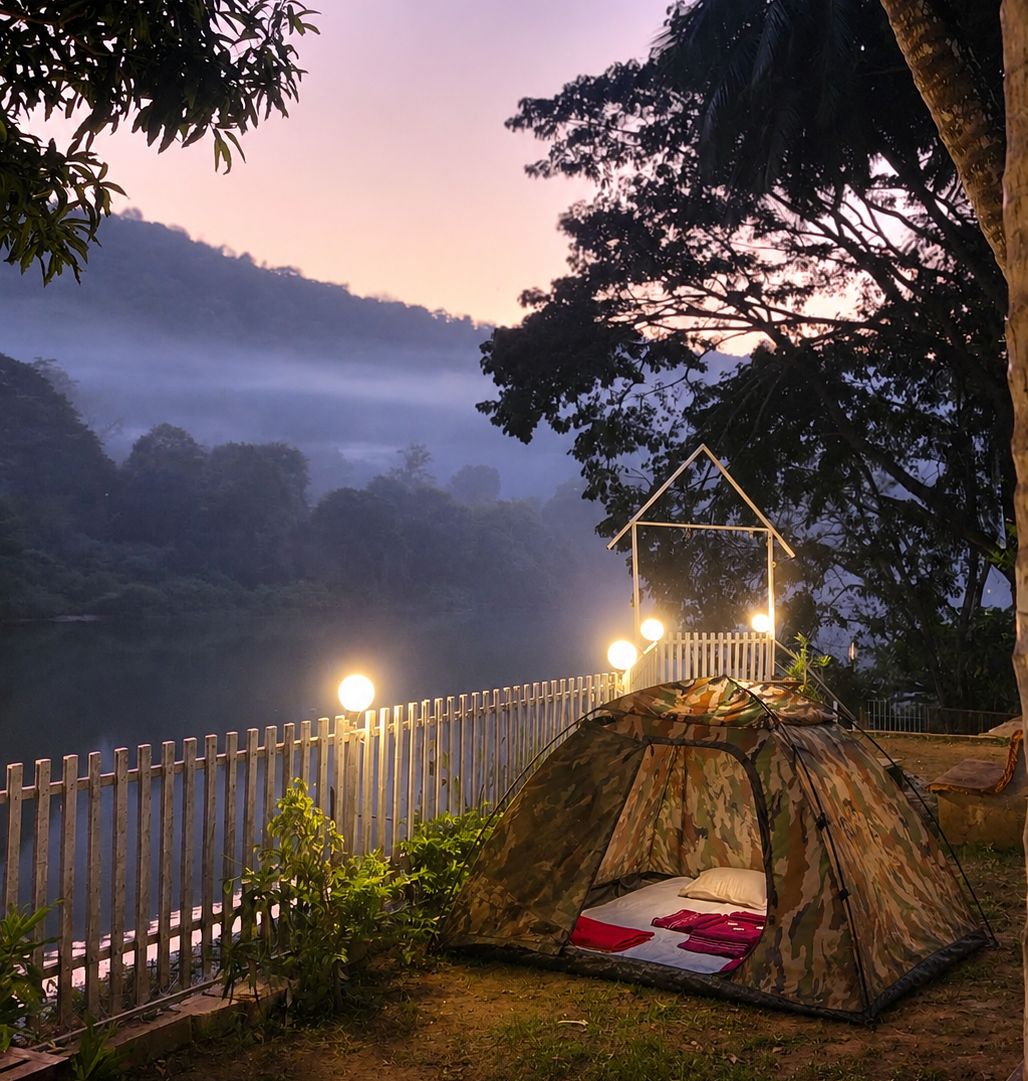 Barraca básica, vista para o resort