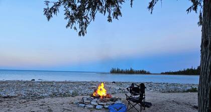 Soothing 3 Arce private campground on Lake Huron in lovely De Tour Village