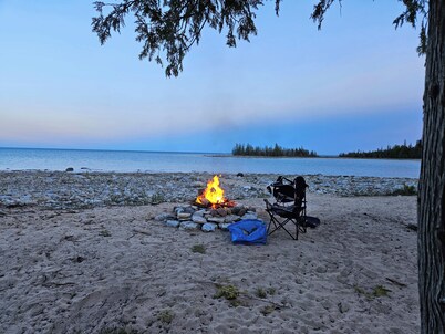 Soothing 3 Arce private campground on Lake Huron in lovely De Tour Village