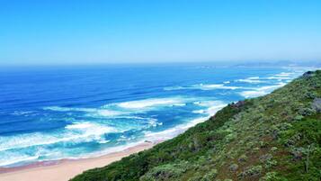 Un paisaje costero con playa y océano.