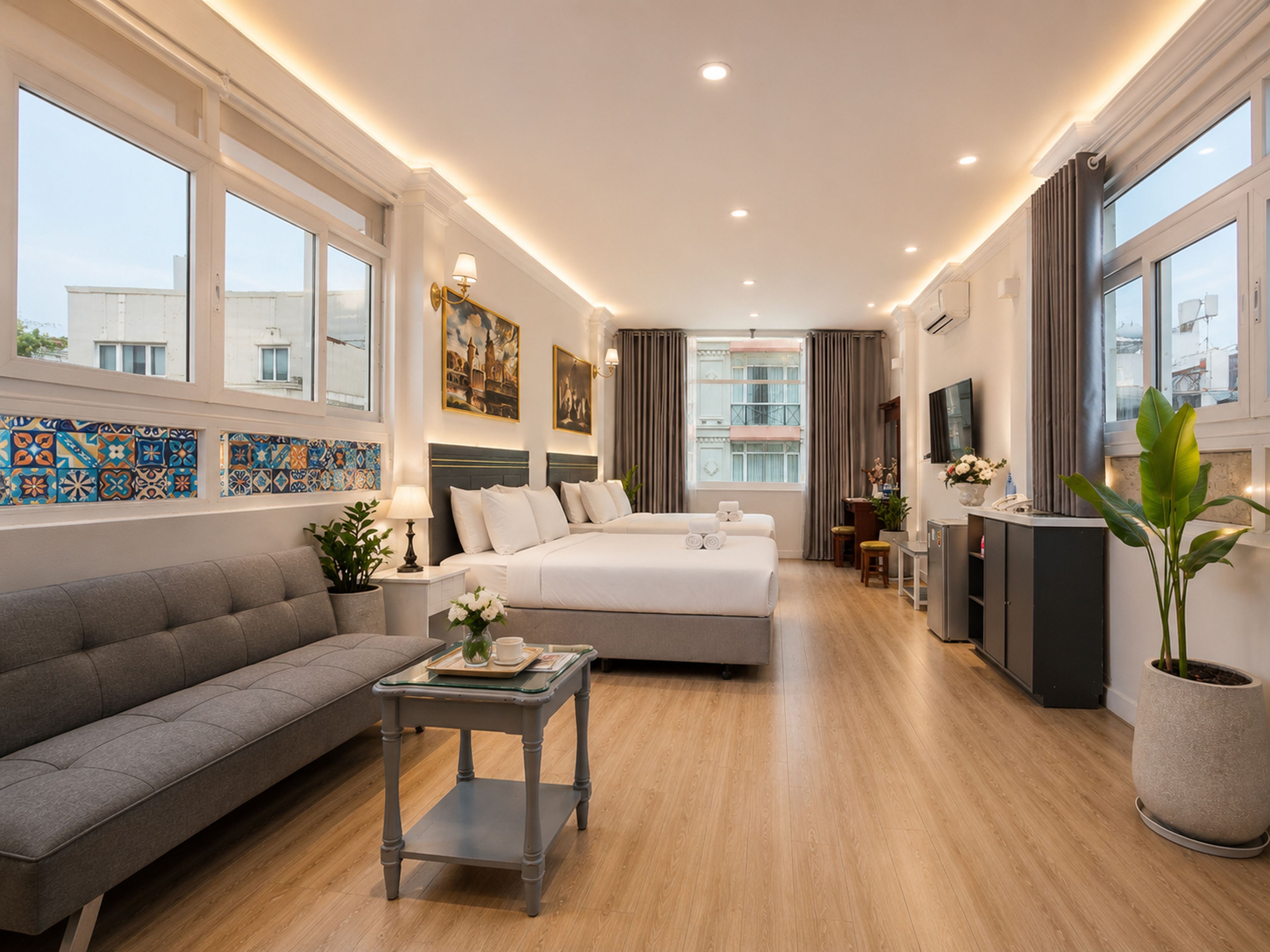 Suite Familiale, vue ville | Bureau, espace de travail pour ordinateur portable, Wi-Fi gratuit