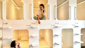 A series of uniquely designed rooms with individual compartments, each labeled with a unique identifier.