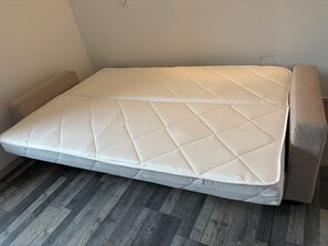 Een strijkplank/strijkijzer, reisbedje, gratis wifi, beddengoed
