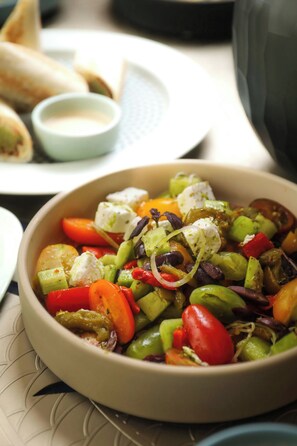 A bowl of mixed vegetables and feta cheese. - W Riyadh Kafd (Riyadh)