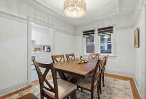 Cozy dining space, perfect for enjoying meals, coffee, or planning your day.