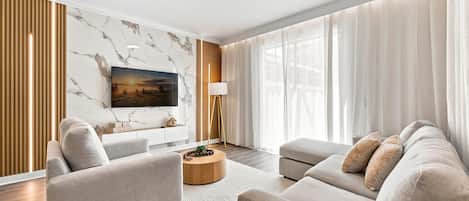 Villa (4 Bedrooms) | Living area | 50-inch TV with cable channels