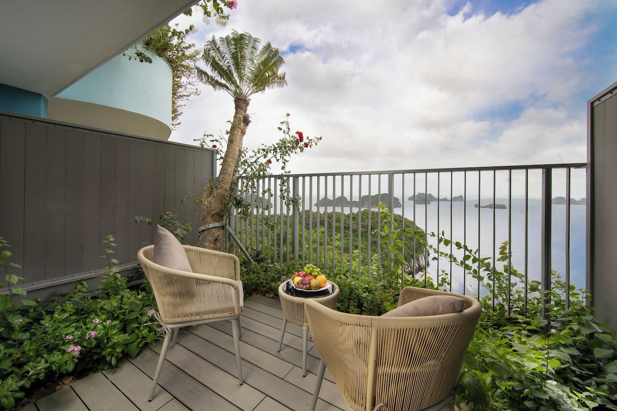Kamar Double Premier, balkon, pemandangan laut | Teras/patio