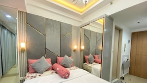 Studio Deluxe, 1 giường đôi, quang cảnh thành phố | Truy cập Internet không dây miễn phí 