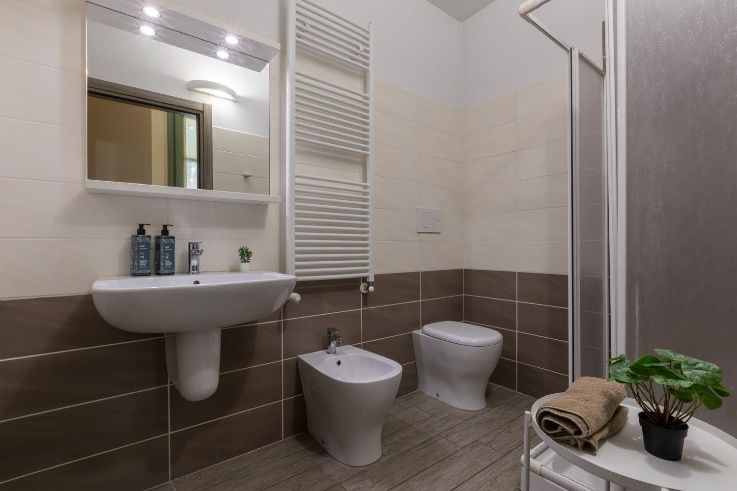 Dusche, Haartrockner, Bidet, Handtücher