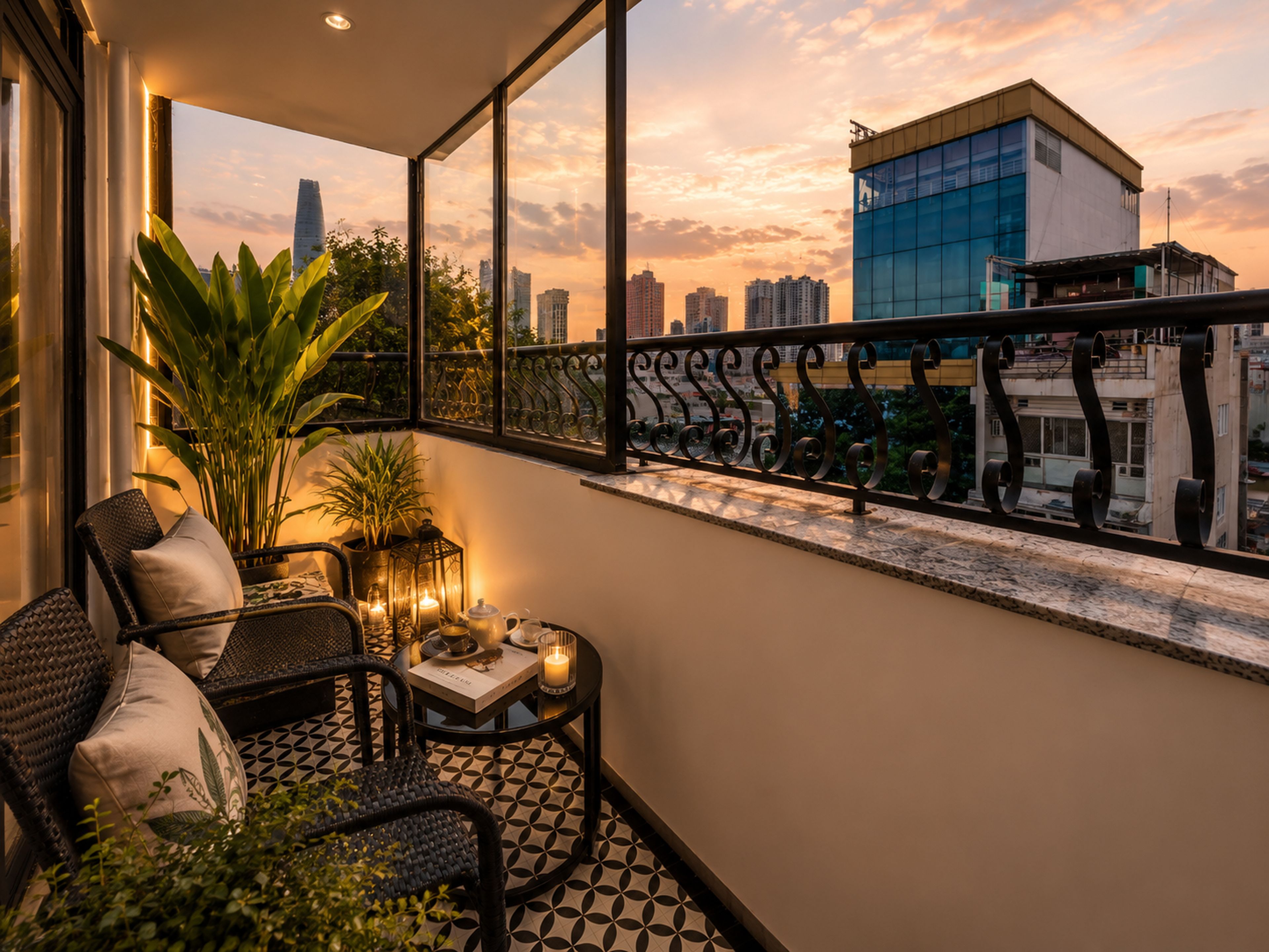 Deluxe-Doppelzimmer, Terrasse, Stadtblick | Blick vom Balkon
