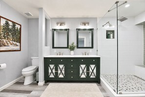 Regadera, secadora de cabello, bidet, toallas 