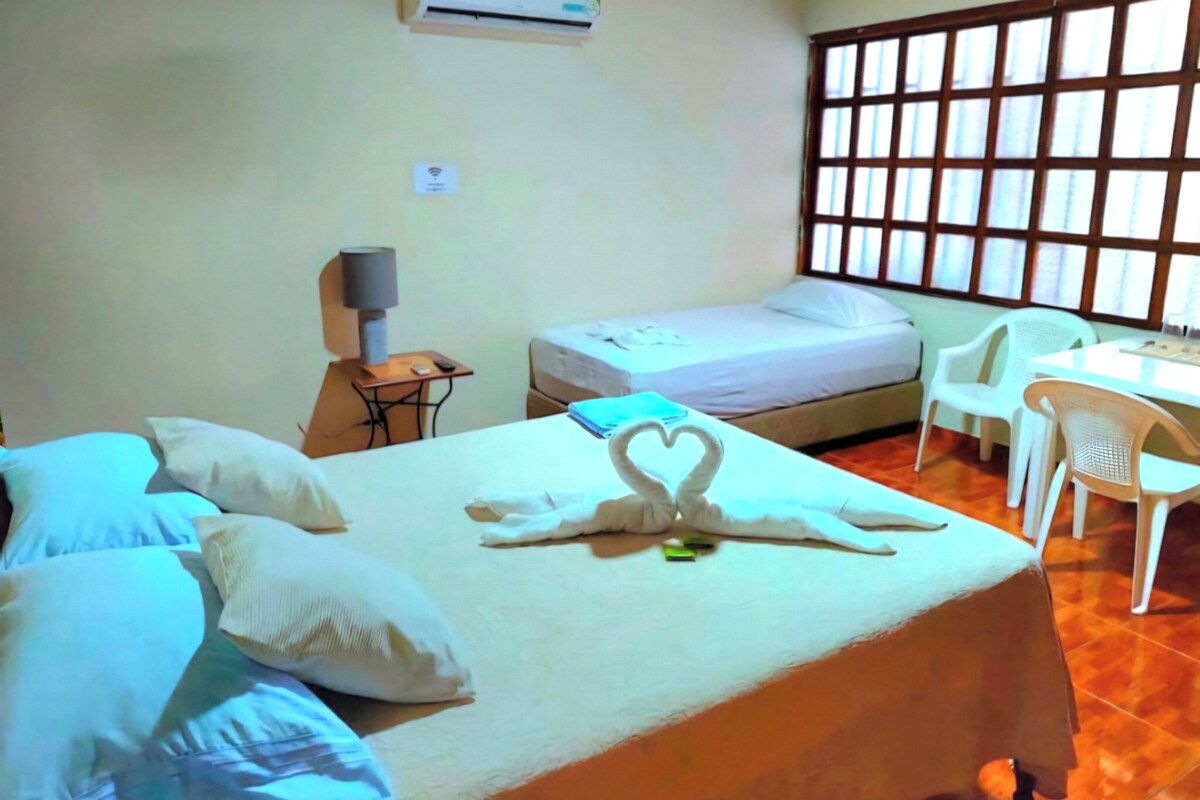 Quarto casal, chuveiro com barras de apoio, varanda | Espaço de trabalho para notebook, Wi-Fi de cortesia