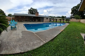 Unclassified image, 2 of 47, button - Inground pool, firepit, gas grill! Designer interior and luxury bedding! (New Iberia)