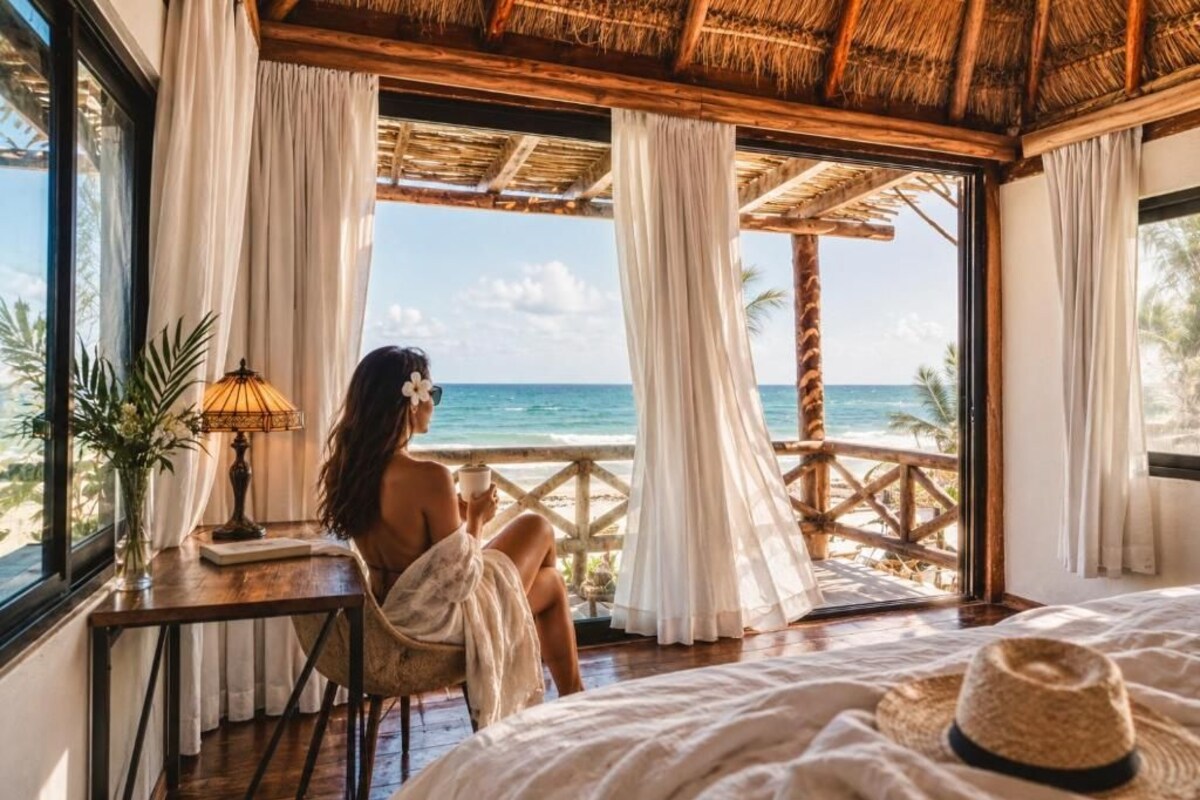 Quarto casal luxo, sacada, vista para o jardim | Escrivaninha, espaço de trabalho para notebook, Wi-Fi de cortesia