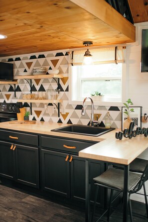 Private kitchen - Tranquil 2-bedroom cabin in cool Boaz with AC (Boaz)