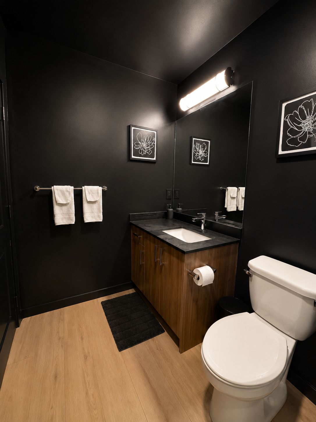 Shower, towels, soap, toilet paper