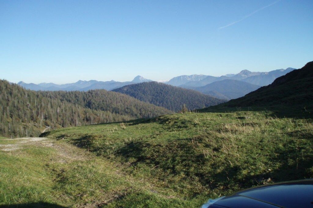 A mountainous landscape with a clear sky.