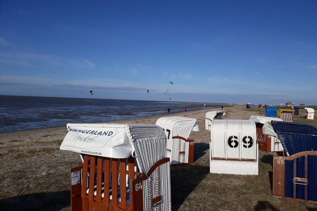 Beachside accommodation with numbered beach chairs and a clear view of the sea.