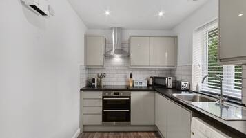 Fridge, microwave, oven, toaster