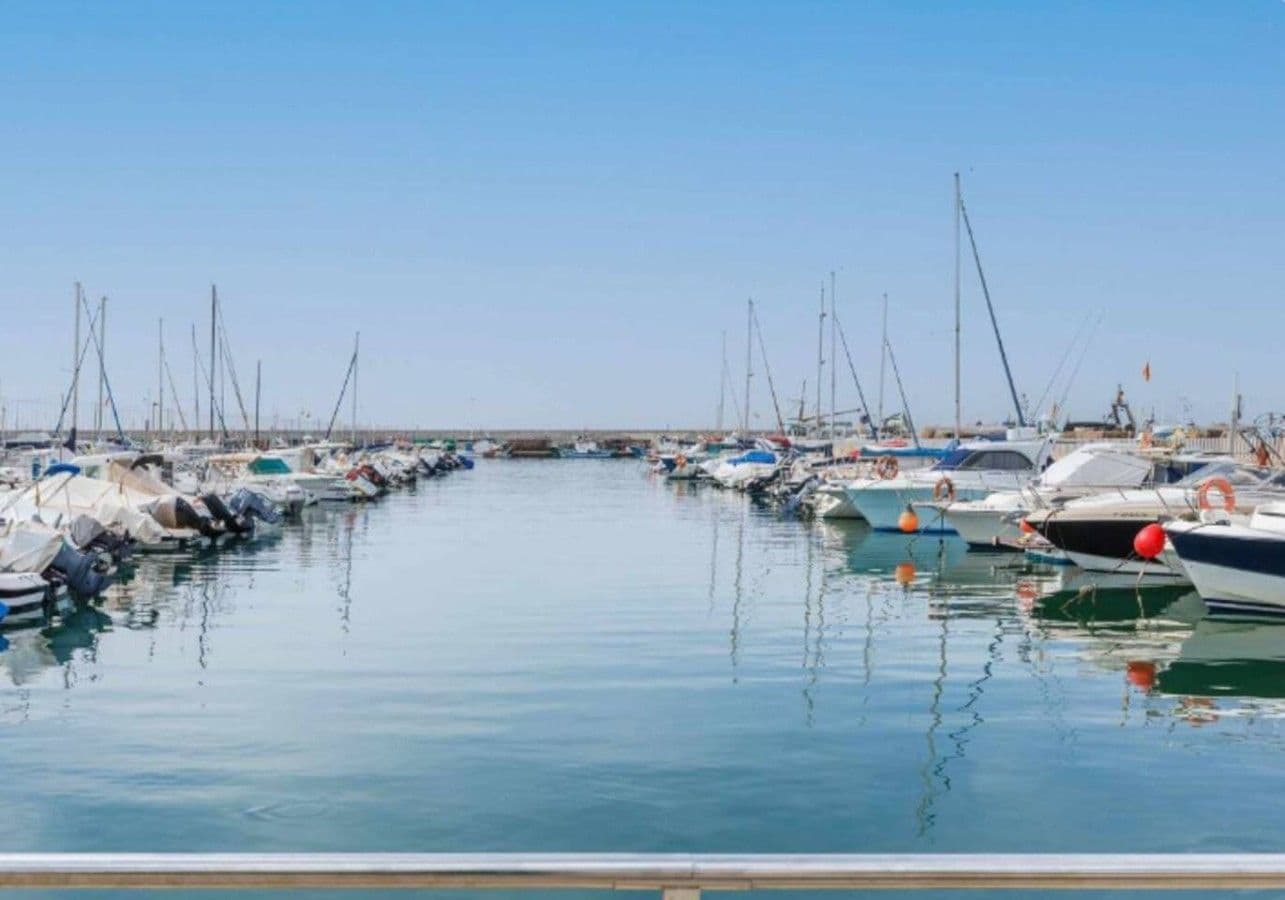 Un puerto deportivo con varias embarcaciones amarradas en aguas tranquilas.