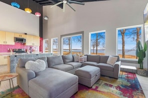 Living area - Welcome to HolleyDaze! Open concept 5-bedroom house with gorgeous lake views! (Afton)