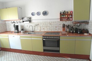 A kitchen with a dishwasher, stove, sink, and various kitchen utensils. - in the romantic Rhine Valley near Bonn (Rheinbreitbach)